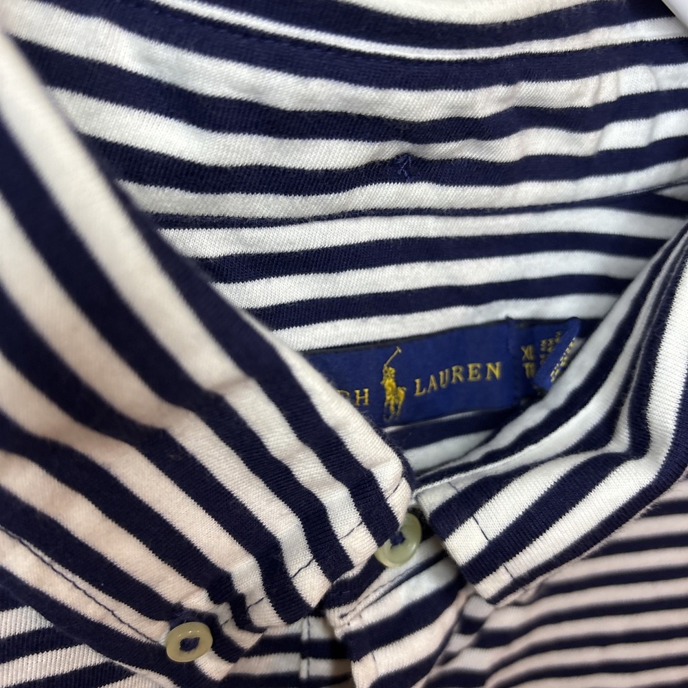 POLO RALPH LAUREN DESIGNER POLO SHIRT Mens XL‎ Striped Blue & white - Picture 4 of 16